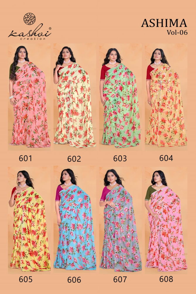 Ashima Vol 6 By Kashvi Georgette Daily Wear Sarees Wholesale Online
